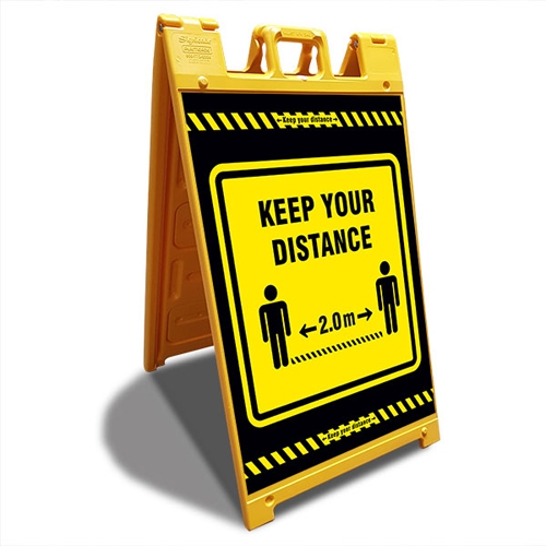 Foto: Keep your Distance 2,0 m Geel Signicade ® A-Frame
